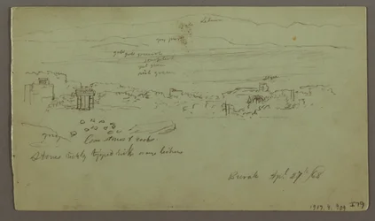 Entwurf, Felsen, Haus, April 1868